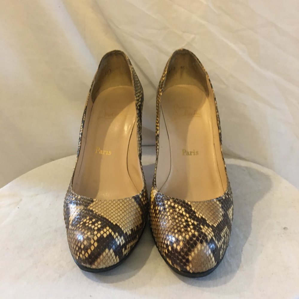 Christian Louboutin Round Toe Snakeskin Pumps - Picture 2 of 11